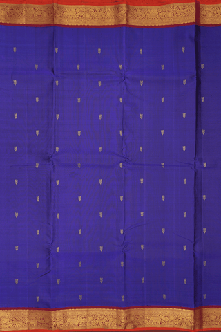 Peacock Zari Buttis Royal Blue Kanchipuram Silk Saree