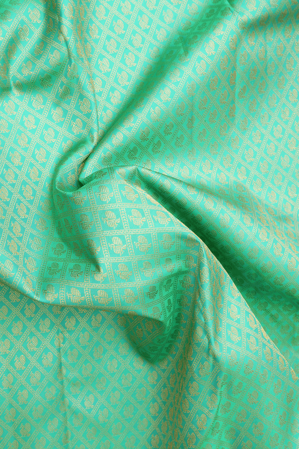 Peacock Zari Design Sea Blue Kanchipuram Silk Saree