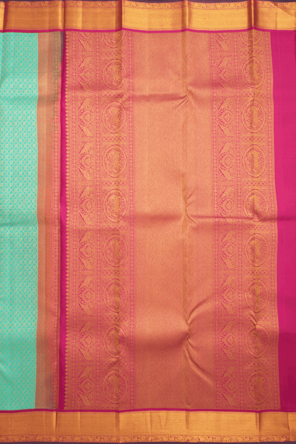 Peacock Zari Design Sea Blue Kanchipuram Silk Saree