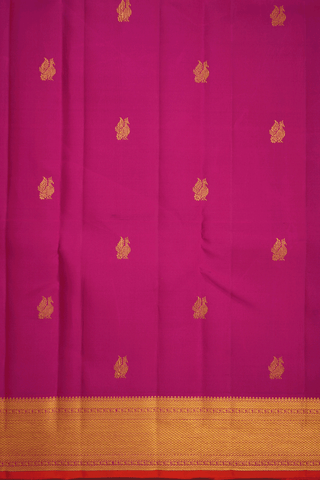 Peacock Zari Motifs Deep Magenta Kanchipuram Silk Saree
