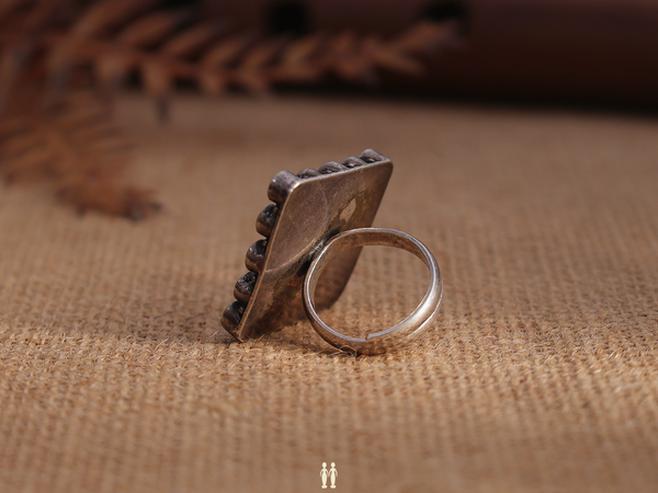Pink And Crystal Stone Pure Silver Ring