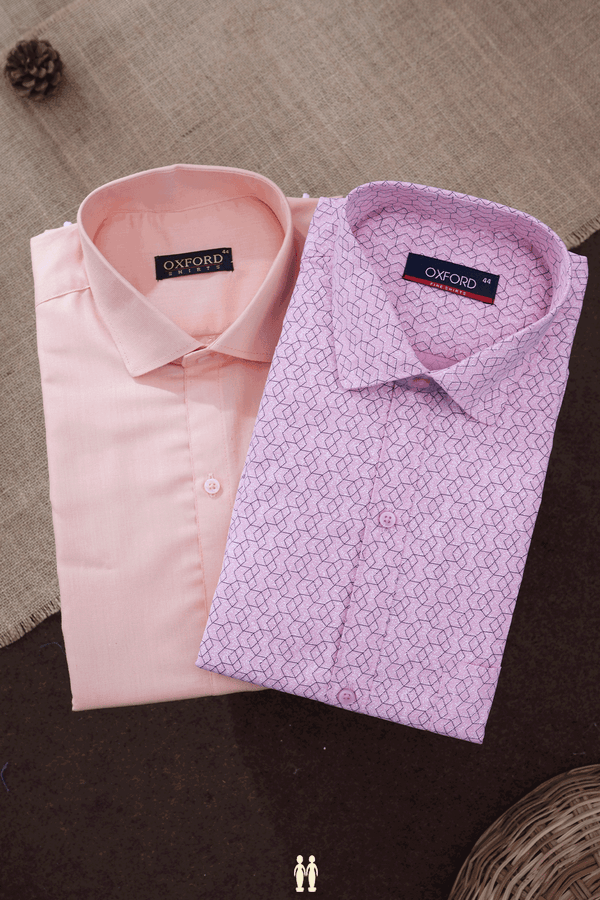 Assorted Pink And Orange Set Of 2 Size 44 Cotton Shirts