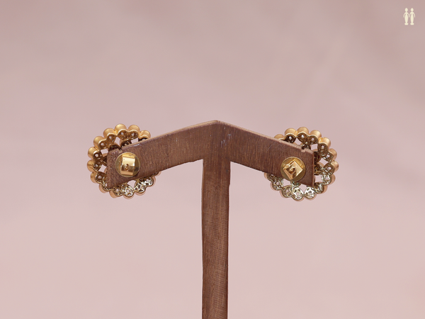 Floral Design Gold Plated Pure Silver Stud Earrings