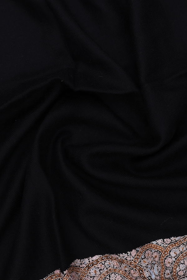 Plain Black Pure Pashmina Shawl