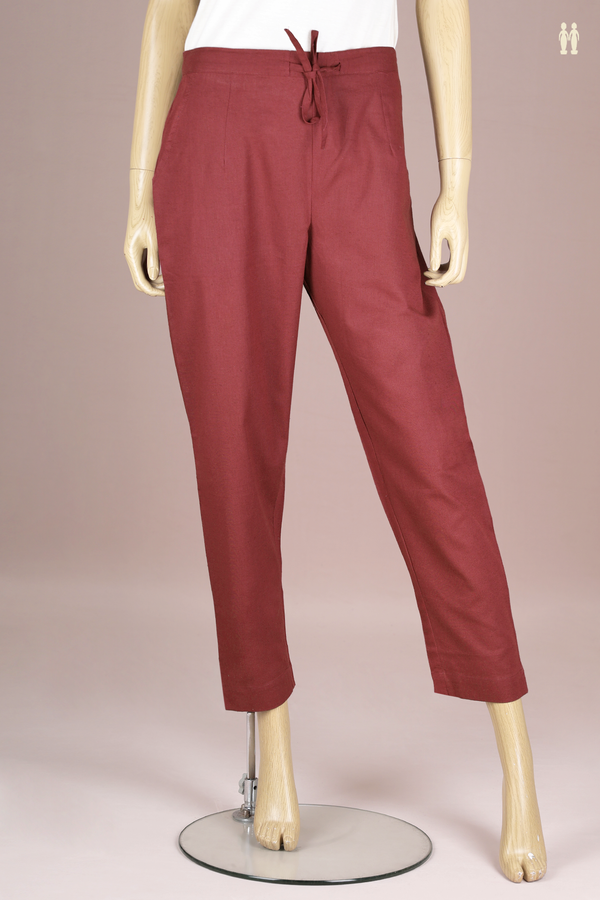 Plain Maroon Cotton Adjustable Bottom