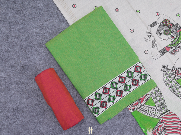 Plain Parrot Green Cotton Salwar Material