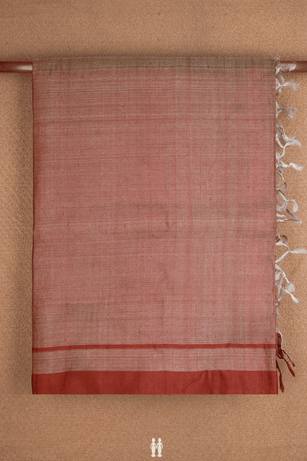 Plain Red Tussar Silk Saree