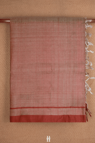 Plain Red Tussar Silk Saree