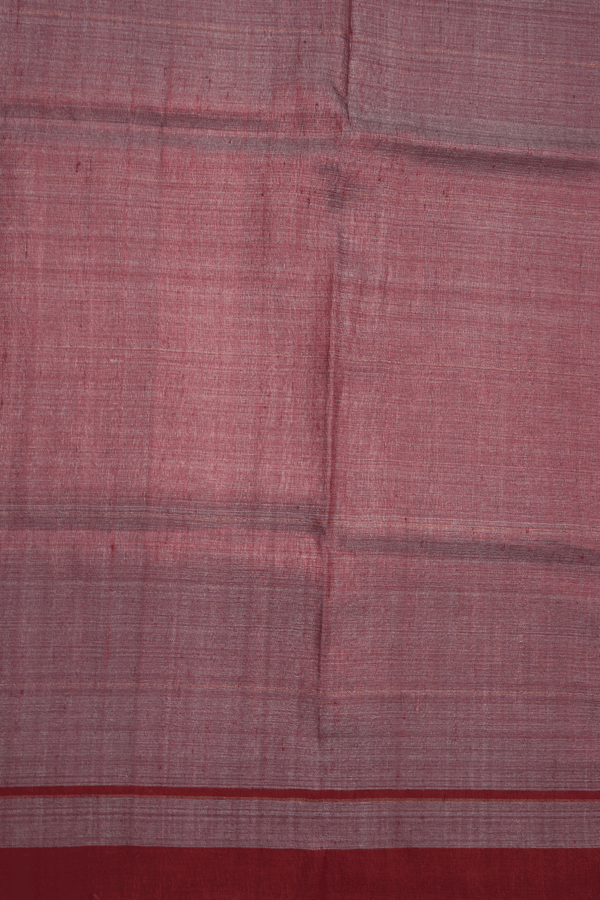 Plain Red Tussar Silk Saree