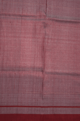 Plain Red Tussar Silk Saree