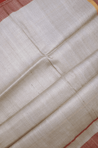 Plain Red Tussar Silk Saree
