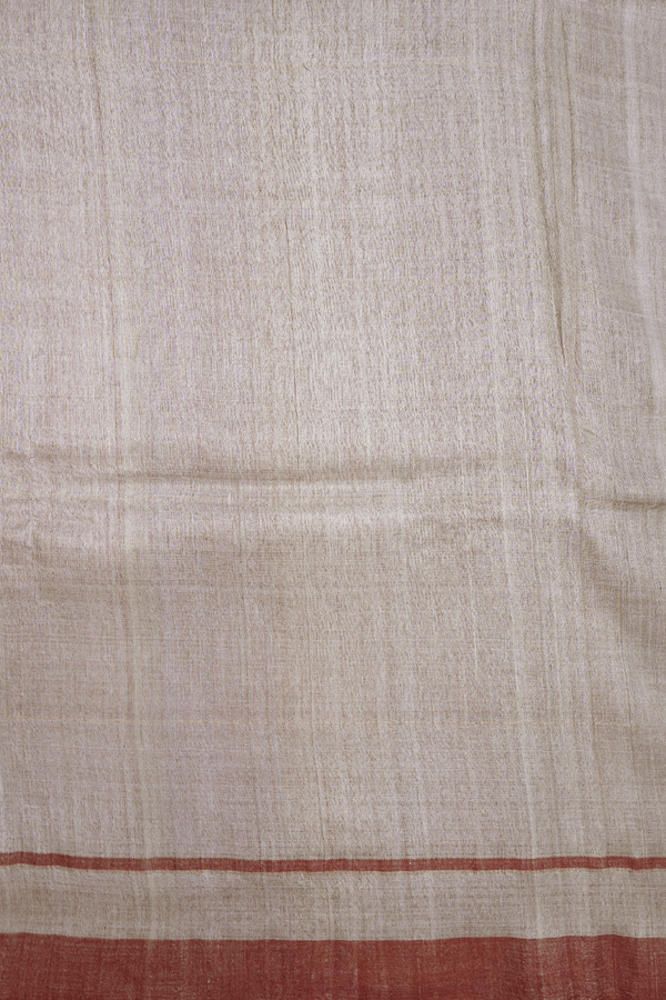 Plain Red Tussar Silk Saree