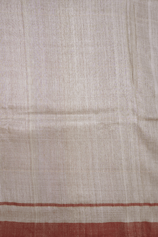 Plain Red Tussar Silk Saree
