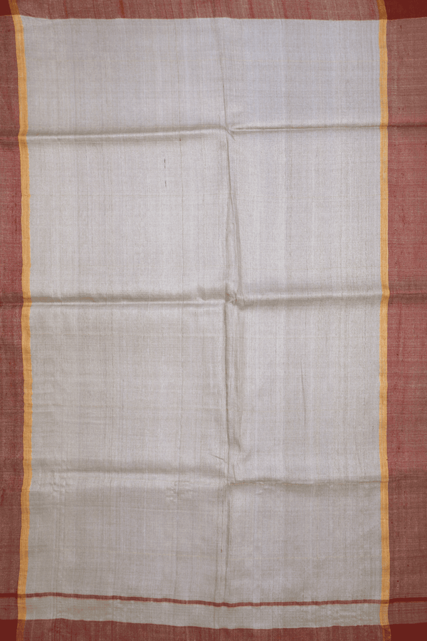 Plain Red Tussar Silk Saree
