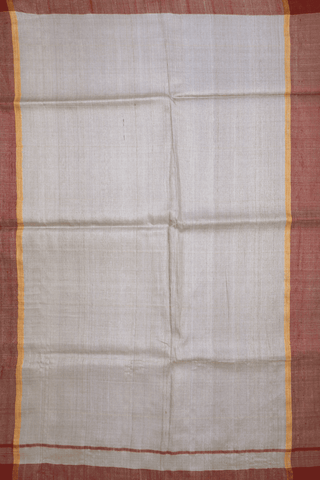 Plain Red Tussar Silk Saree