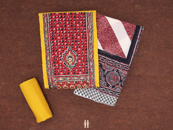 Plain Yellow Cotton Unstitched Salwar Material