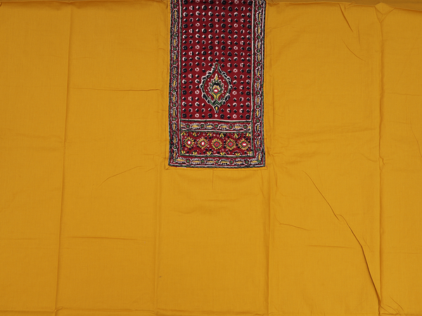Plain Yellow Cotton Unstitched Salwar Material