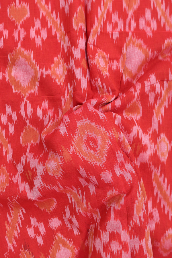 Pochampally Cotton Saree Bright Orange With Allover Design