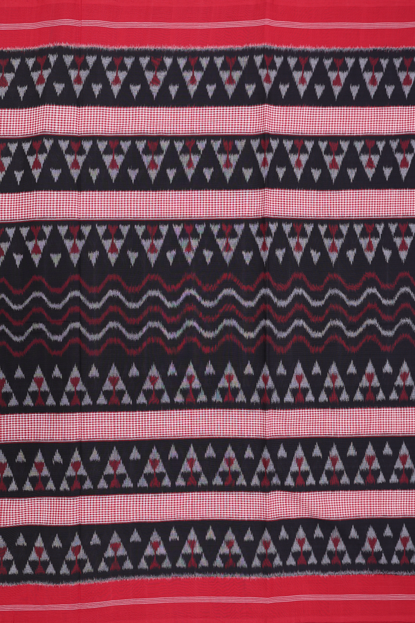 Pochampally Cotton Saree In Black With Allover Design