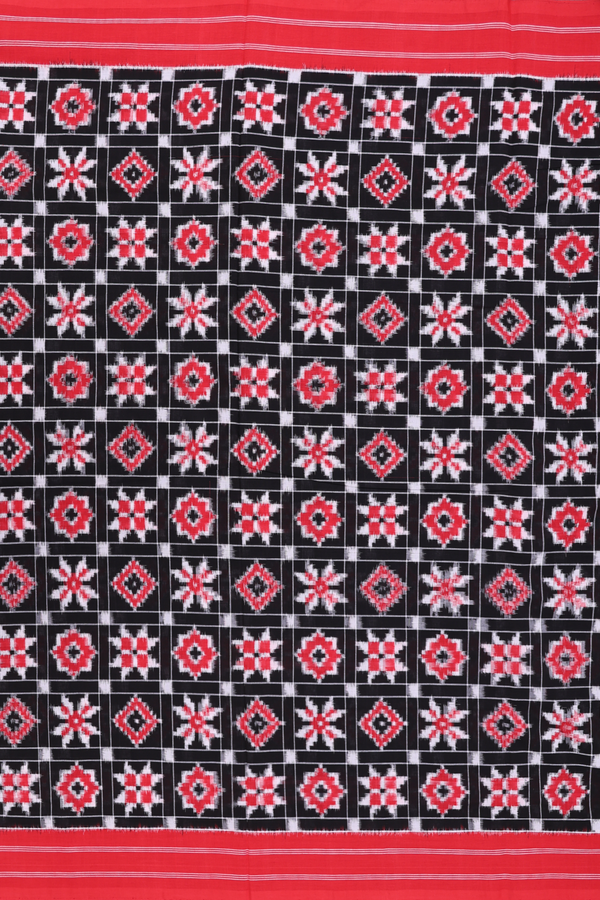 Pochampally Cotton Saree In Black With Checks Design