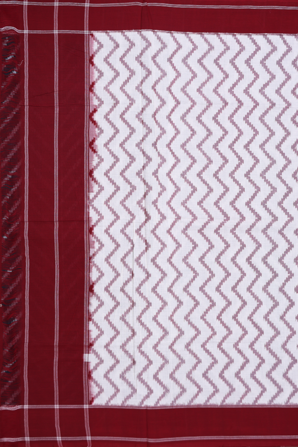 Pochampally Cotton Saree In Black With Chevron Design