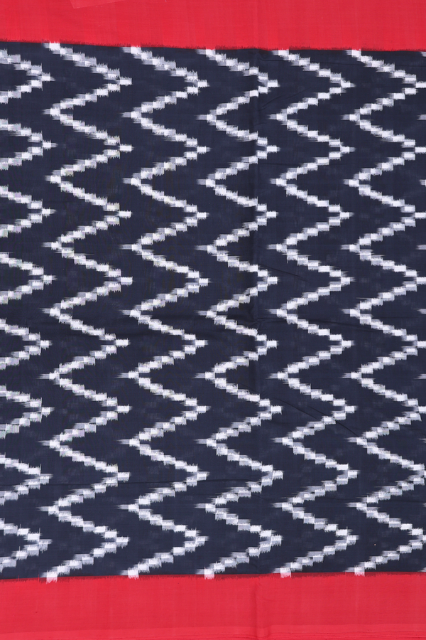 Pochampally Cotton Saree In Black With Chevron Design