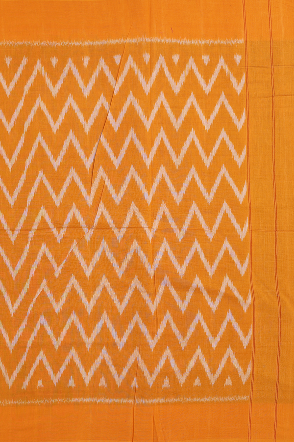 Pochampally Cotton Saree In Black With Contrast Border