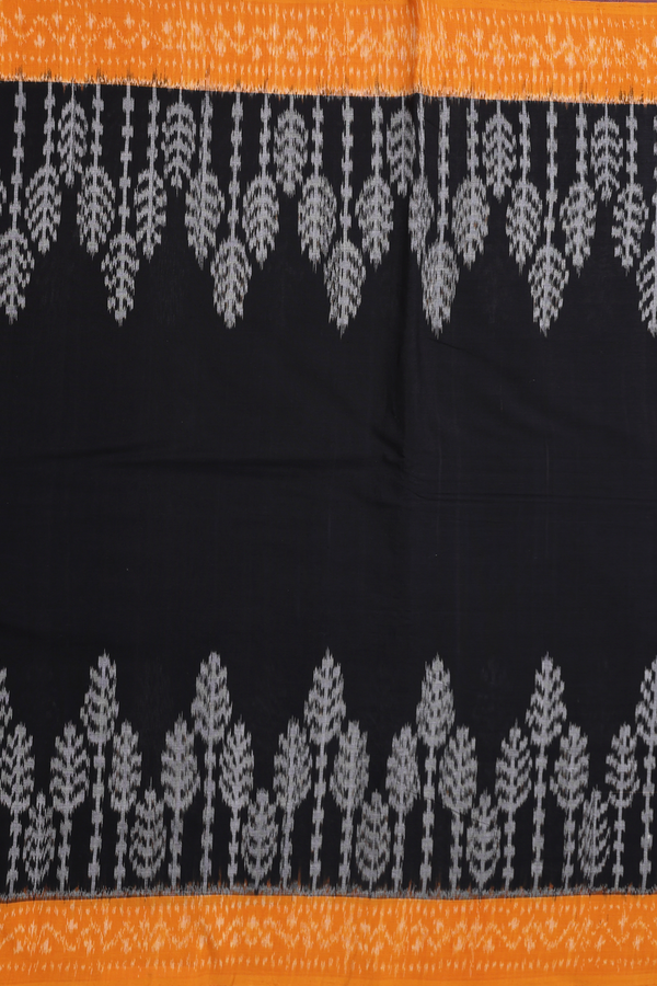 Pochampally Cotton Saree In Black With Contrast Border