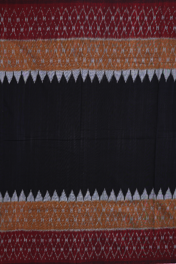 Pochampally Cotton Saree In Black With Contrast Border