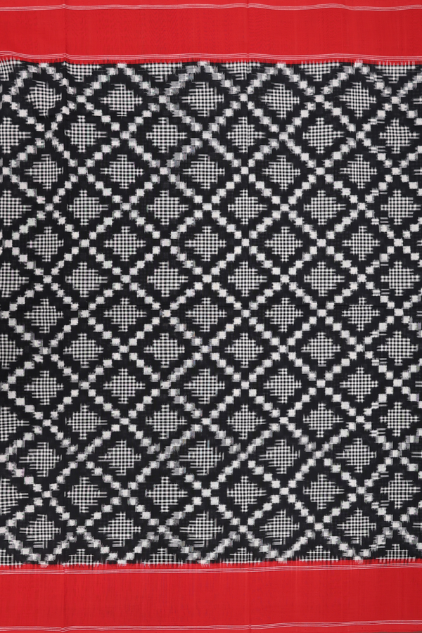 Pochampally Cotton Saree In Black With Diamond Design