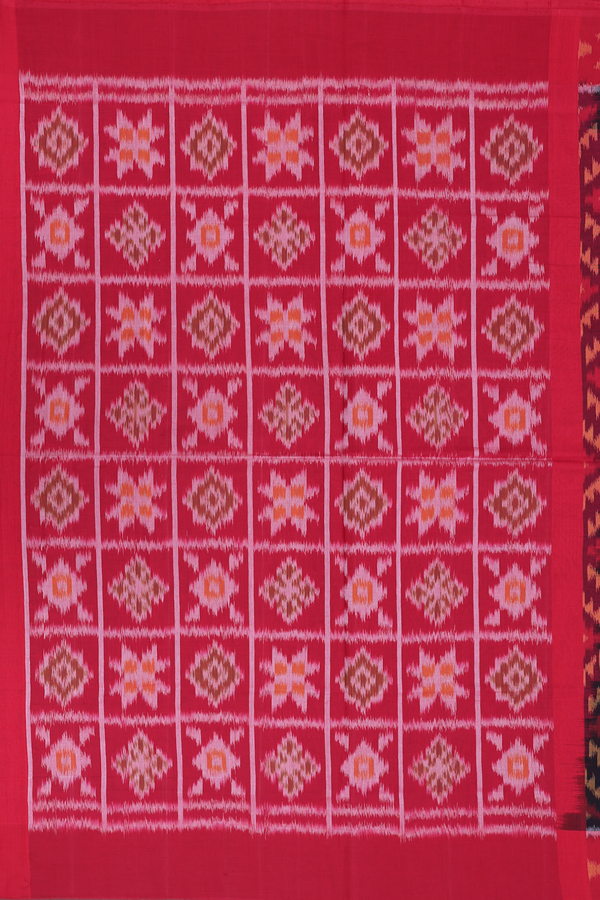 Pochampally Cotton Saree In Black With Ikat Design