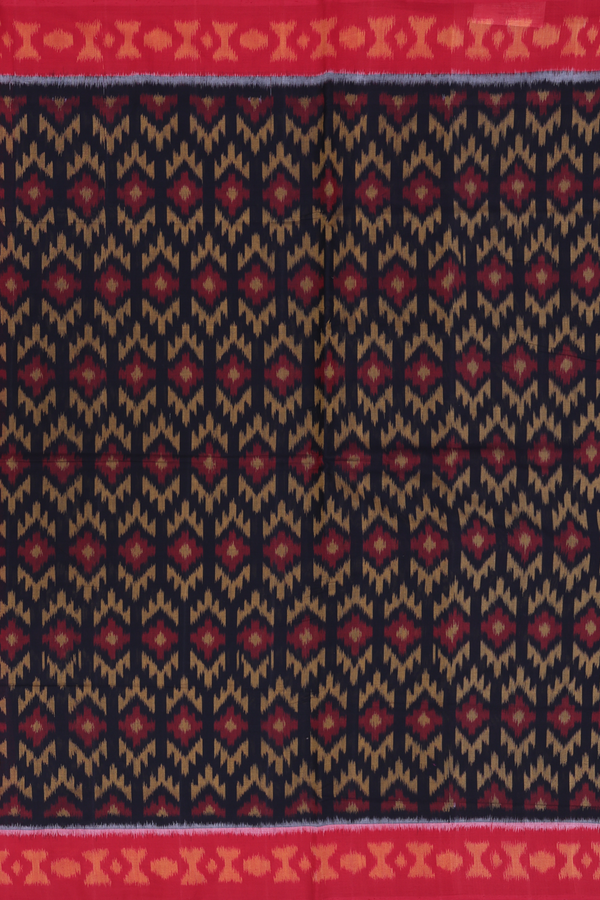Pochampally Cotton Saree In Black With Ikat Design