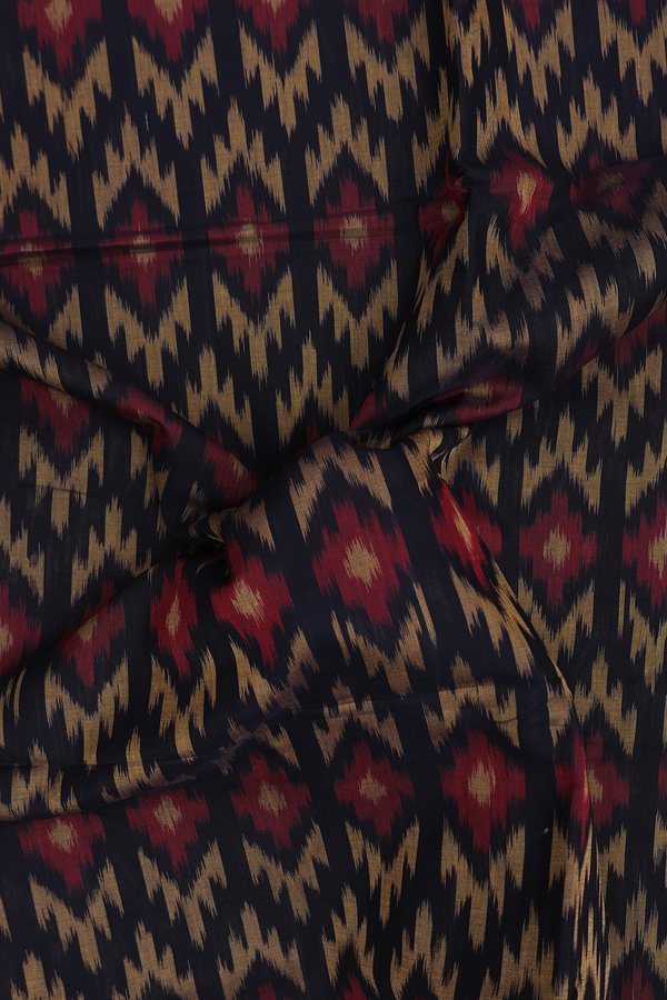 Pochampally Cotton Saree In Black With Ikat Design