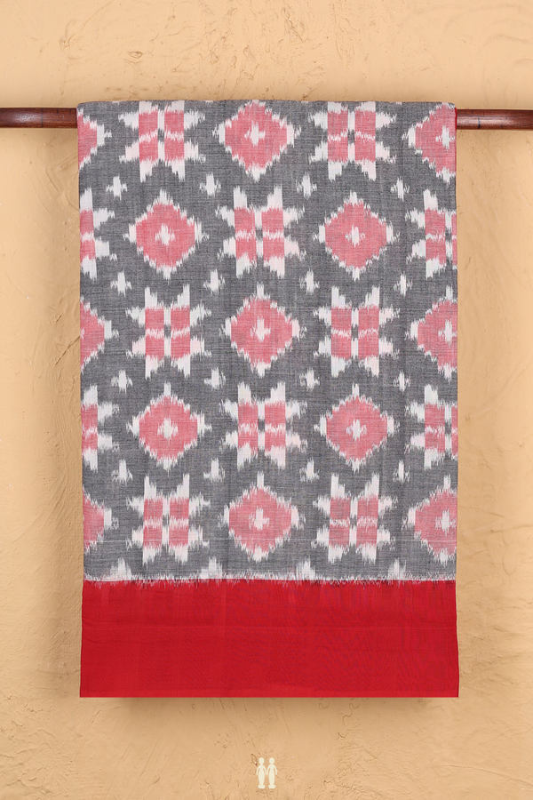 Pochampally Cotton Saree In Black With Allover Design