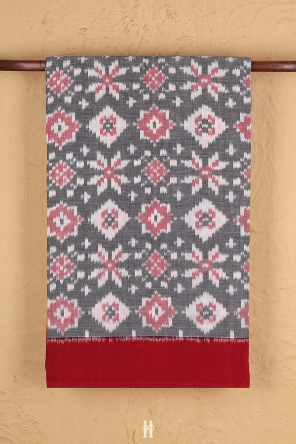 Pochampally Cotton Saree In Black With Printed Design