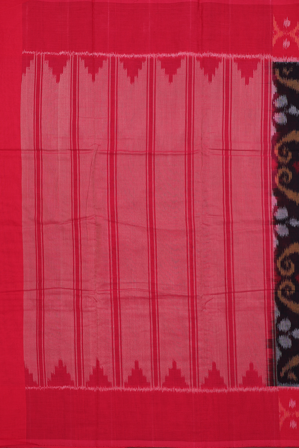 Pochampally Cotton Saree In Black With Printed Design