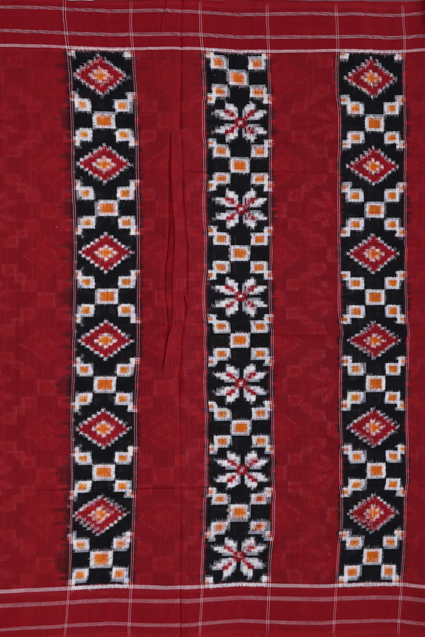 Pochampally Cotton Saree In Black With Printed Design