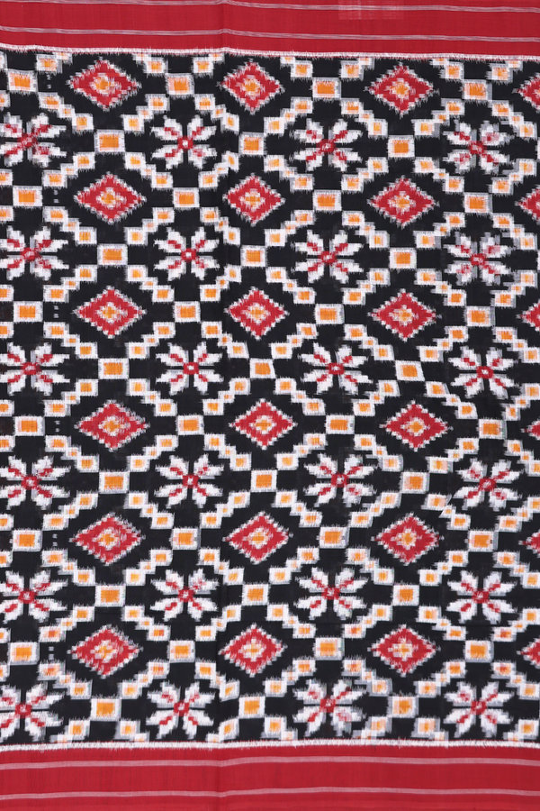 Pochampally Cotton Saree In Black With Printed Design