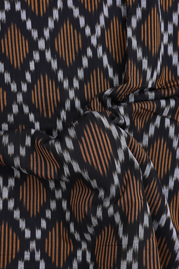 Pochampally Cotton Saree In Black With Diamond Design