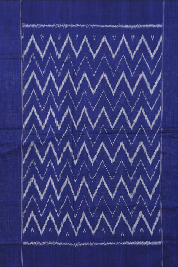 Pochampally Cotton Saree In Blue With Printed Buttas