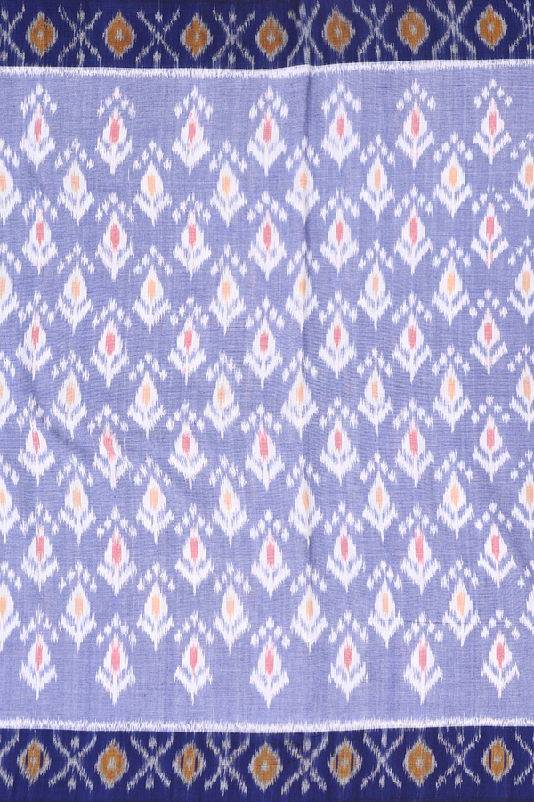 Pochampally Cotton Saree In Blue With Printed Buttas
