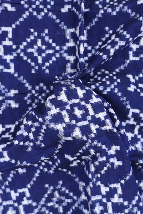 Pochampally Cotton Saree In Blue With Printed Design