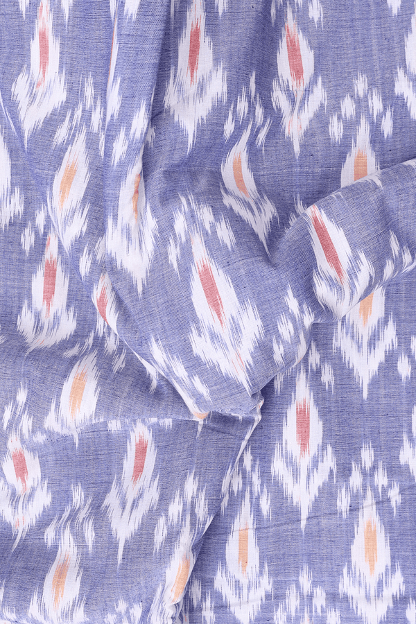 Pochampally Cotton Saree In Blue With Printed Buttas