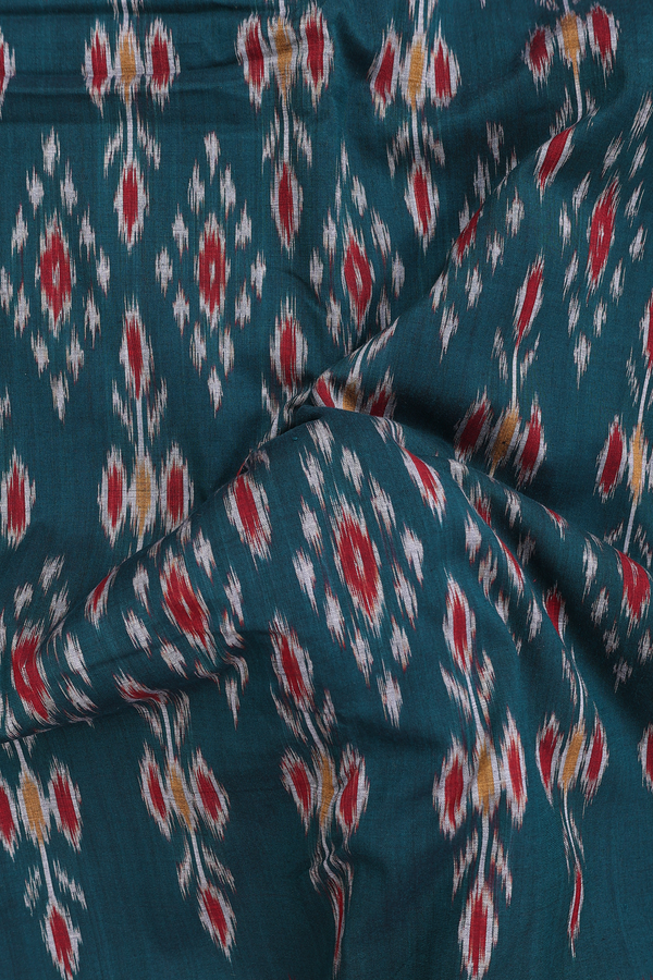 Pochampally Cotton Saree In Bottle Green With Allover Design