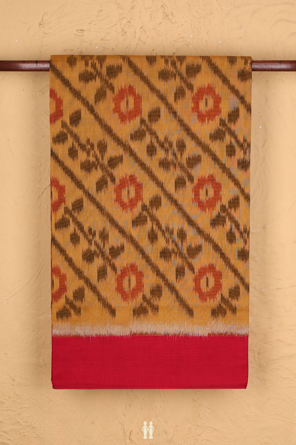 Pochampally Cotton Saree In Brown With Printed Design
