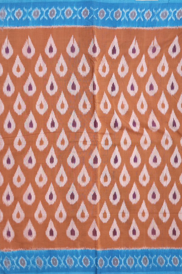 Pochampally Cotton Saree In Brown With Printed Design