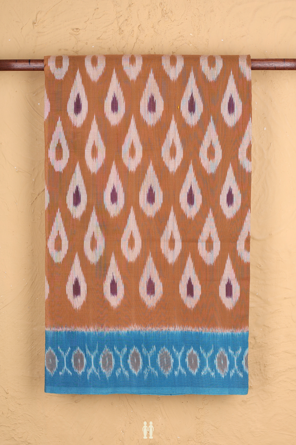 Pochampally Cotton Saree In Brown With Printed Design