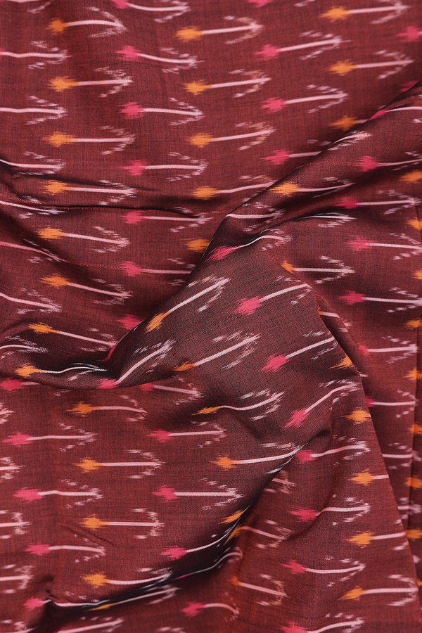 Pochampally Cotton Saree In Brick Red With Printed Design