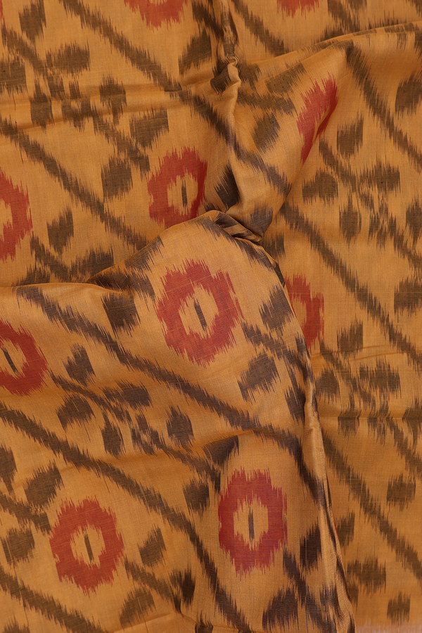 Pochampally Cotton Saree In Brown With Printed Design