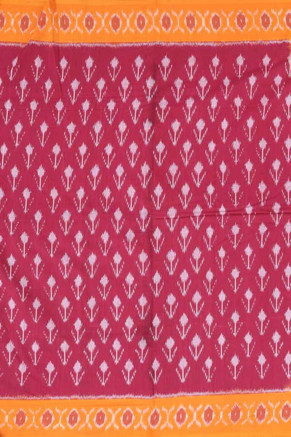Pochampally Cotton Saree In Burgundy Red With Printed Design